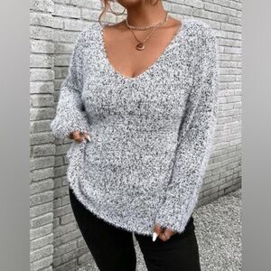 ZARA knit, size small, over sized,Cozy Gray Women's Sweater, v neck